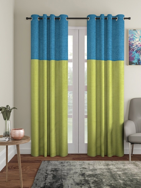 

KLOTTHE Green & Blue Set of 2 Door Curtains