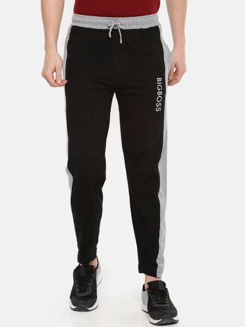 

Dollar Men Black & Grey Melange Colourblocked Athleisure Slim Fit Joggers