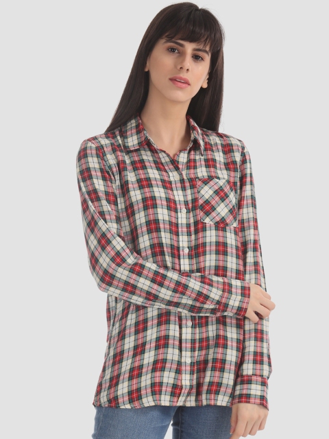 

GAP Women Red & Green Checked Casual Shirt