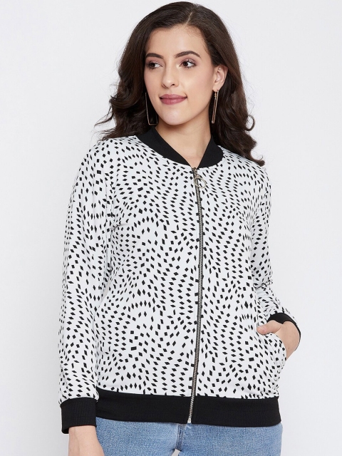 

Austin wood Women White & Black Geometric Print Sweatshirt