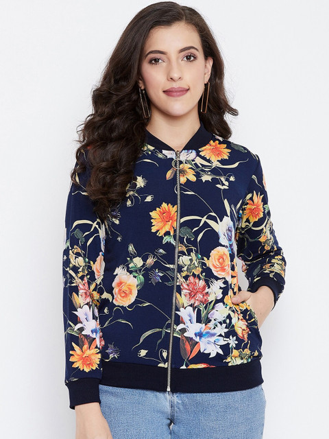 

Austin wood Women Navy Blue & Orange Floral Print Sweatshirt