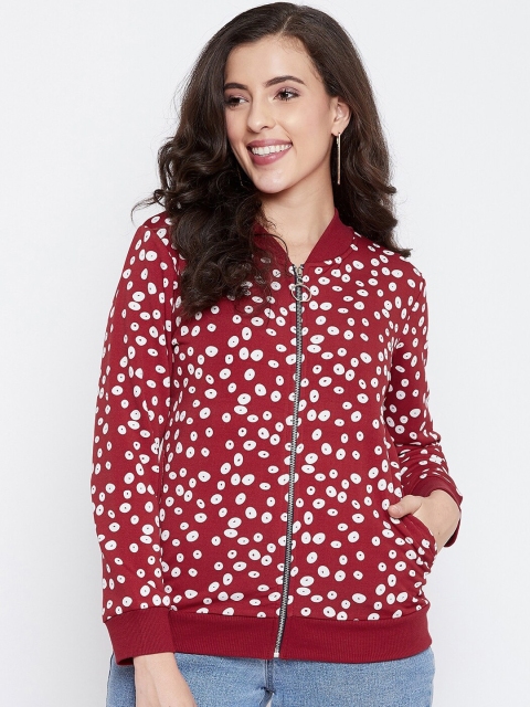 

Austin wood Women Maroon & White Geometric Print Sweatshirt