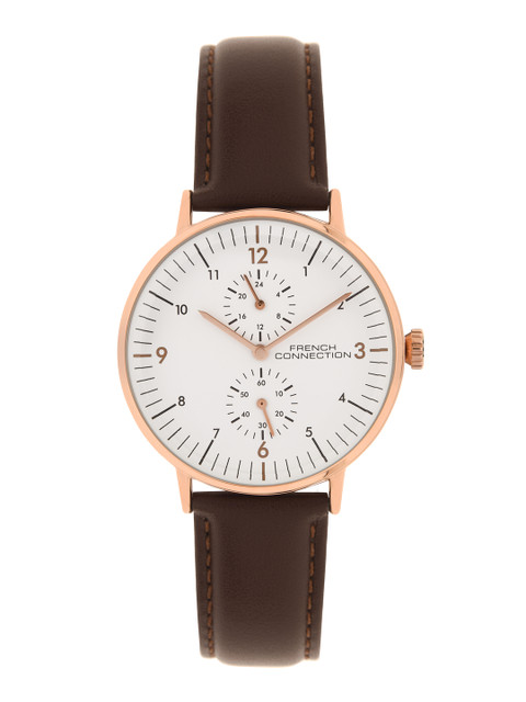 

French Connection Men White & Rose Gold Analogue Watch