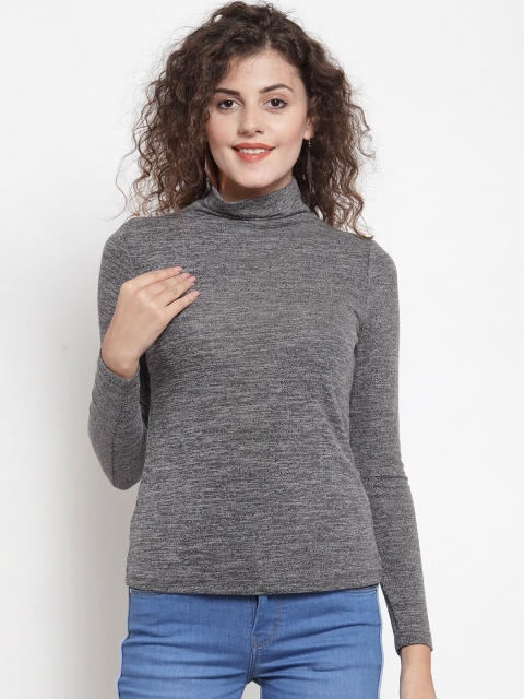 

Global Republic Women Grey Solid Fitted Top