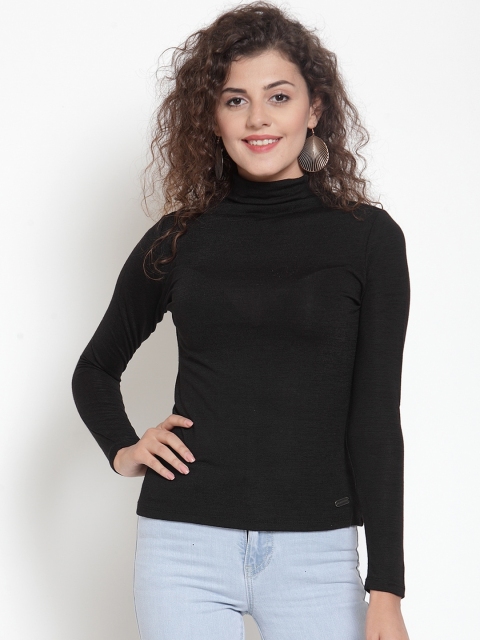 

Global Republic Women Black Solid Fitted Top