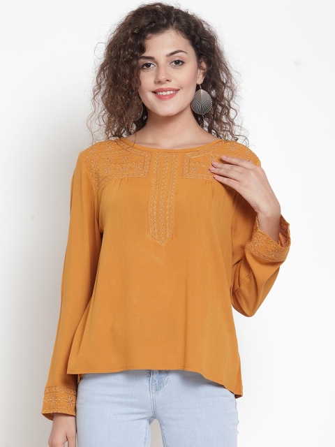 

Global Republic Women Mustard Yellow Solid Top