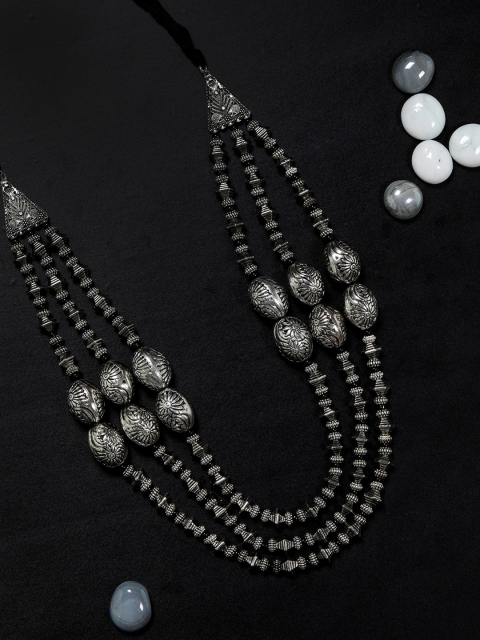

Priyaasi Oxidized Silver-Plated German Silver Beaded Textured Necklace