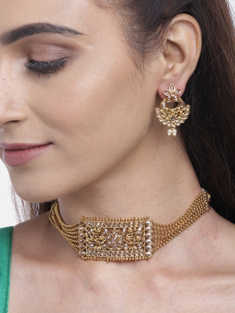 

Priyaasi Gold-Plated Stone Studded Handcrafted Jewellery Set