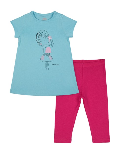 

mothercare Girls Multicoloured Printed T-shirt with Pyjamas, Multi