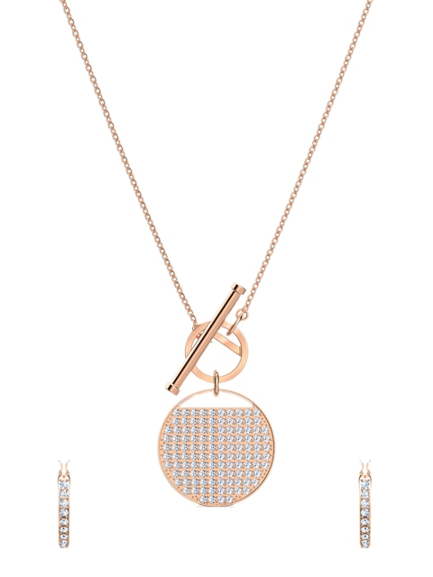 

SWAROVSKI Rose Gold-Plated White Crystals-Studded Ginger Jewellery Set