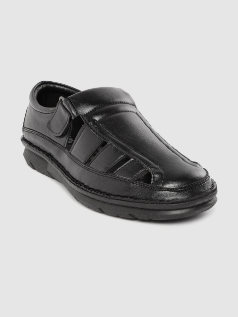 

Roadster Men Black Solid Shoe-Style Sandals with Cut-Outs