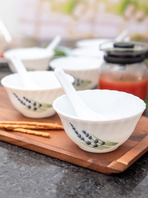 

Laopala White 12-Pieces Printed Opalware Bowls Set With Spoon
