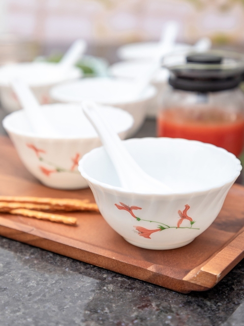 

Laopala White 12pcs Opalware Bowl Set with Spoons