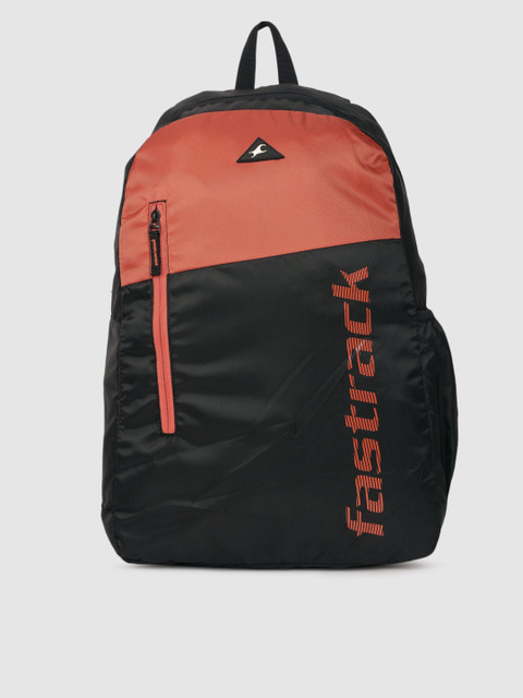 

Fastrack Men Orange & Black Brand Logo Backpack