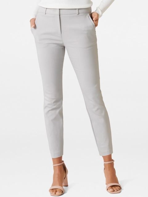 

Forever New Women Grey Slim Fit Solid Cigarette Trousers