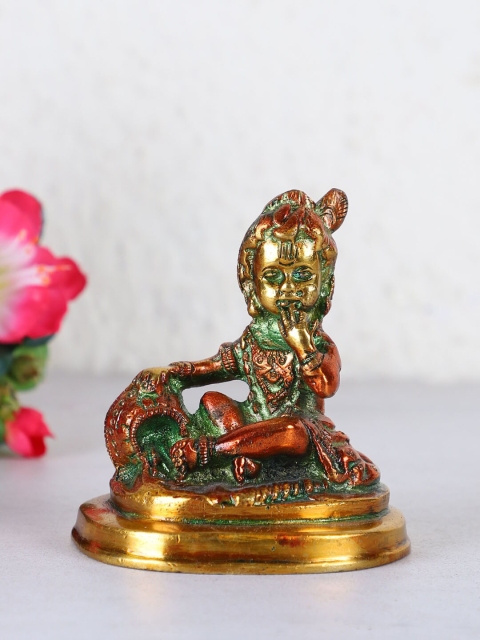 

TIED RIBBONS Bronze-Toned & Gold-Toned Baal Krishna Brass Idol