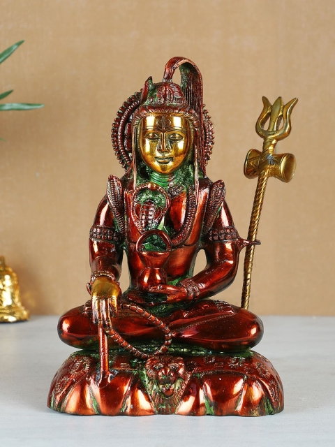 

TIED RIBBONS Red & Gold-Toned Lord Shiva Brass Idol