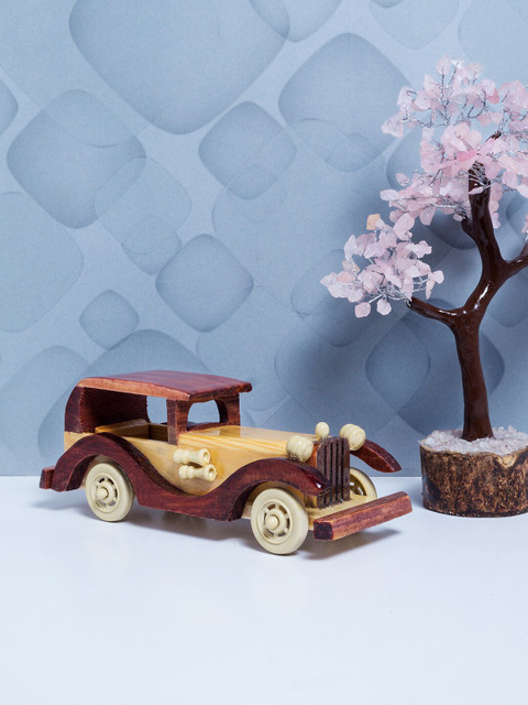 

Golden Peacock Maroon & Brown Wooden Vintage Classic Vehicle Car Toy Showpiece