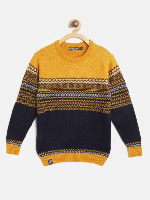 

Monte Carlo Boys Mustard Yellow & Navy Chevron Self Design Pullover