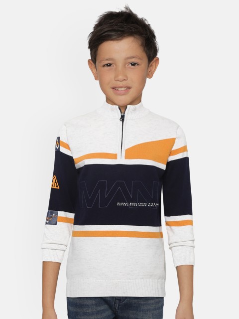 

Monte Carlo Boys White & Navy Colourblocked Pullover
