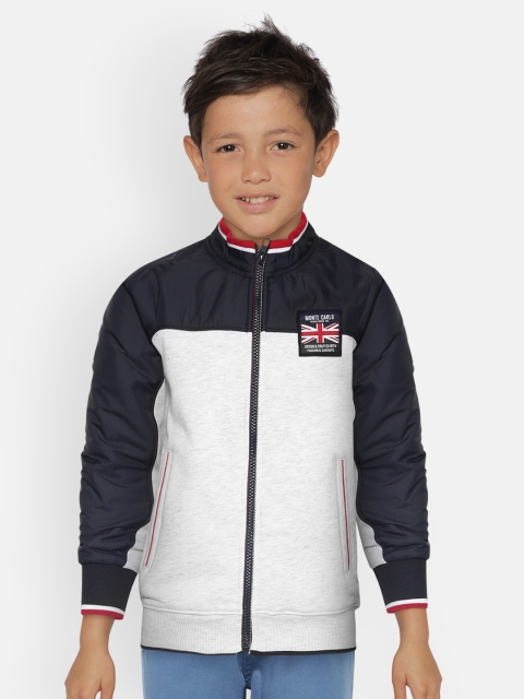 

Monte Carlo Boys Grey Melange & Navy Blue Colourblocked Sweatshirt