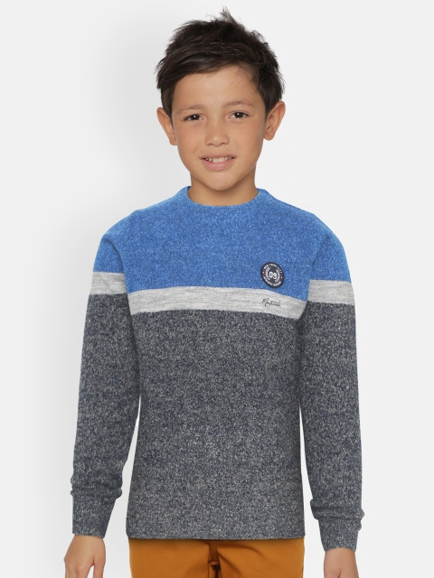 

Monte Carlo Boys Blue & Grey Melange Colourblocked Pullover