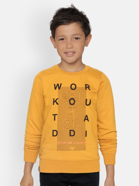 

Monte Carlo Boys Mustard Yellow Pure Cotton Printed Sweatshirt