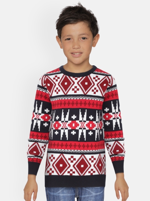 

Monte Carlo Boys Red & White Fair Isle Self Design Pullover