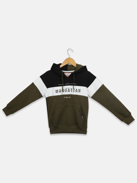

Monte Carlo Boys Olive Green Printed Hooded Sweatshirt