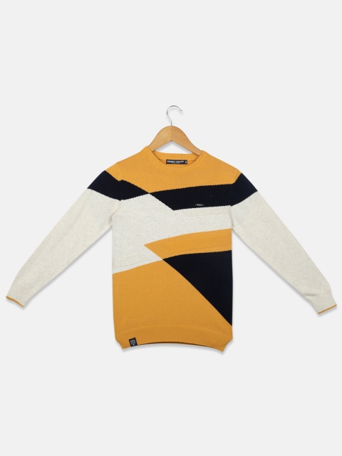 

Monte Carlo Boys Mustard Yellow & White Colourblocked Pullover Sweater