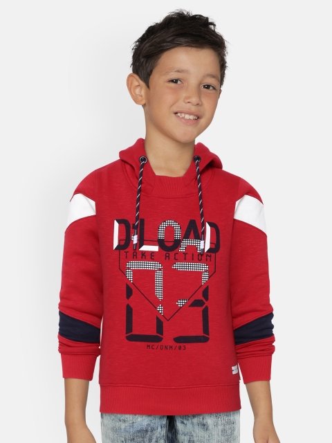 

Monte Carlo Boys Red & Black Alphanumeric Print Hooded Sweatshirt
