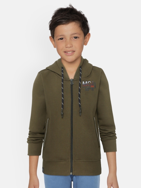 

Monte Carlo Boys Olive Green Solid Hooded Sweatshirt