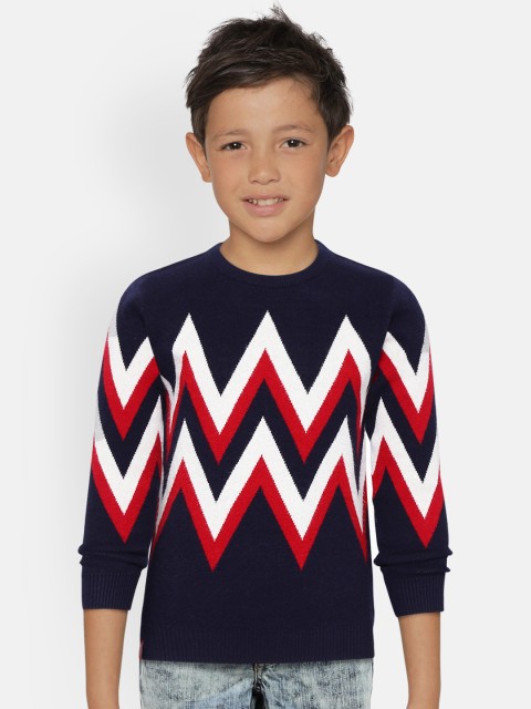 

Monte Carlo Boys Navy Blue & Red Chevron Pullover Sweater