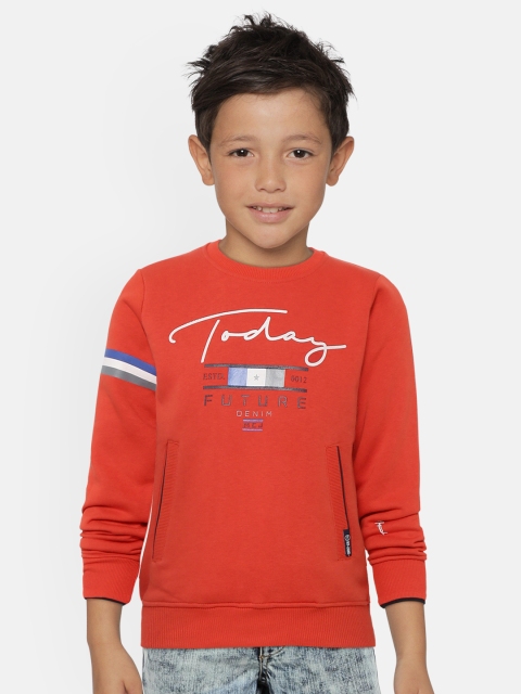 

Monte Carlo Boys Coral Orange & White Printed Sweatshirt