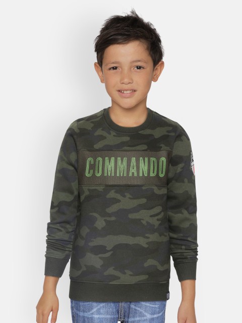 

Monte Carlo Boys Olive Green & Black Camouflage Print Sweatshirt