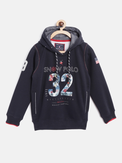 

Monte Carlo Boys Navy Blue Printed Hooded Sweatshirt