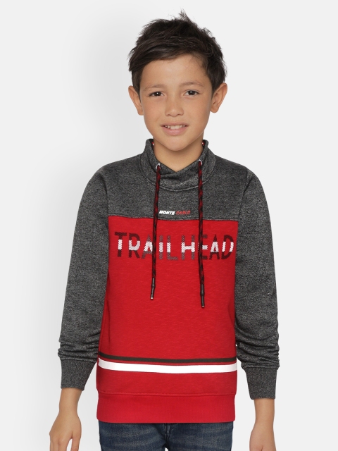 

Monte Carlo Boys Charcoal & Red Colourblocked Sweatshirt with Melange Effect