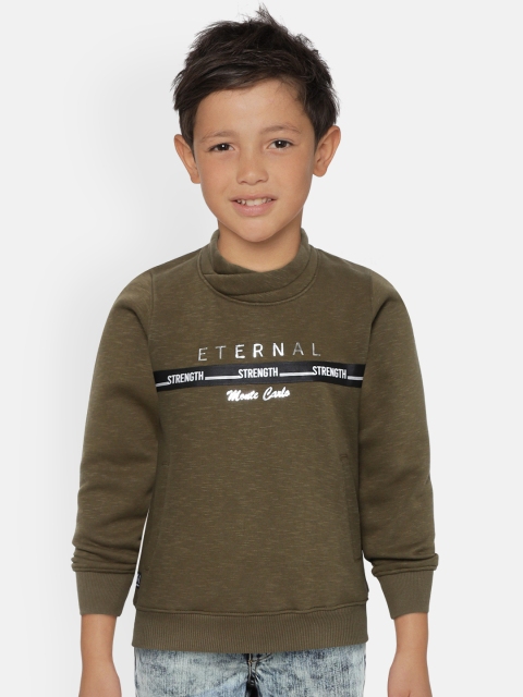 

Monte Carlo Boys Olive Green Typography Print Sweatshirt