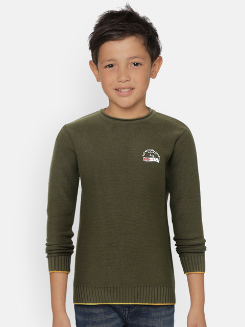 

Monte Carlo Boys Olive Green Solid Pullover