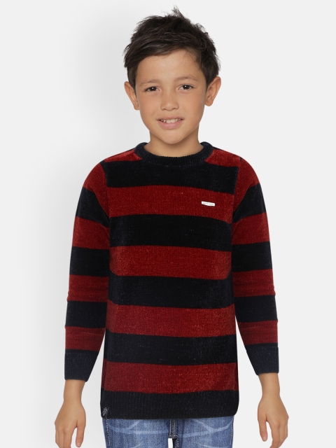 

Monte Carlo Boys Navy Blue & Maroon Striped Pullover