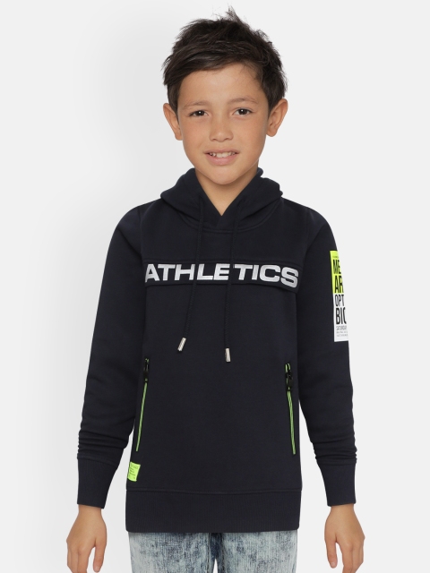 

Monte Carlo Boys Navy Blue & White Printed Hooded Sweatshirt