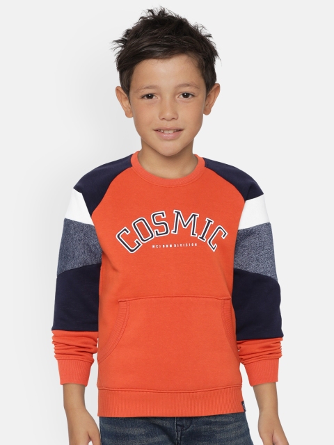 

Monte Carlo Boys Rust Orange & Navy Blue Typography Print Sweatshirt