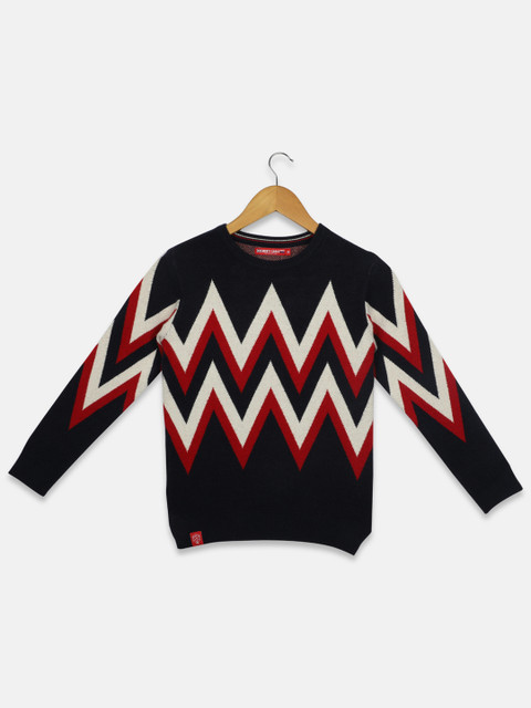 

Monte Carlo Boys Navy Blue & Red Printed Pullover Sweater