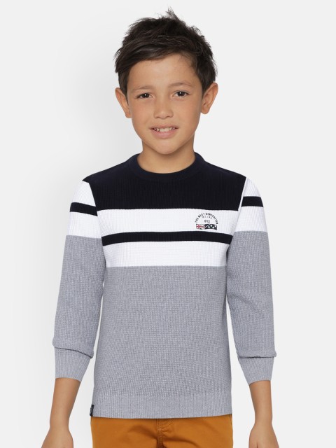 

Monte Carlo Boys Navy Blue & Grey Striped Pullover Sweater
