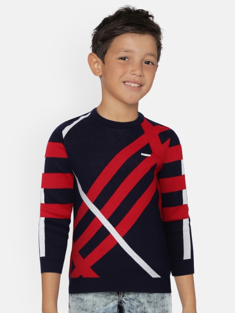 

Monte Carlo Boys Navy Blue & Navy Self-Design Pullover Sweater