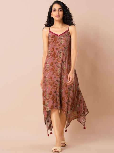 

INDYA Women Pink Printed A-Line Dress