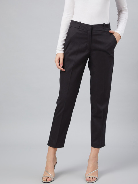 

Marie Claire Women Black Solid Regular Trousers