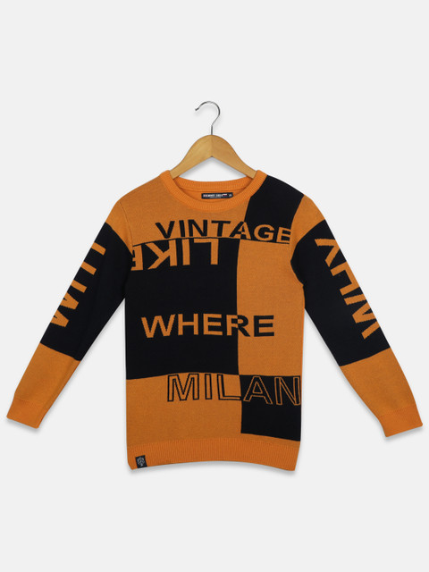 

Monte Carlo Boys Mustard Yellow Printed Pullover Sweater