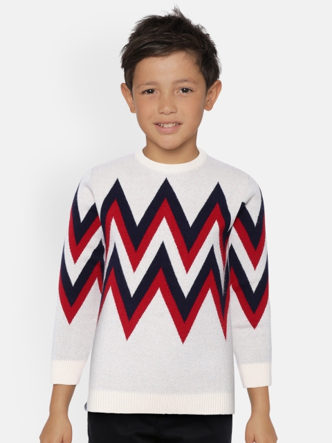 

Monte Carlo Boys Off-White & Navy Chevron Pullover Sweater