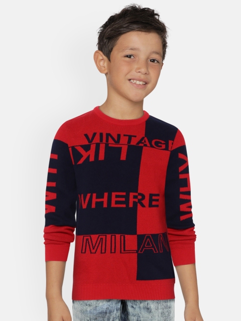 

Monte Carlo Boys Red & Navy Self-Design Pullover
